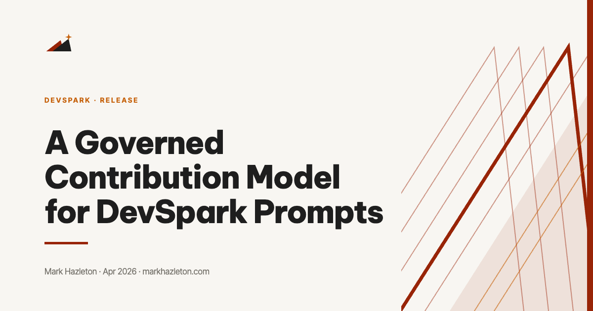 A Governed Contribution Model for DevSpark Prompts