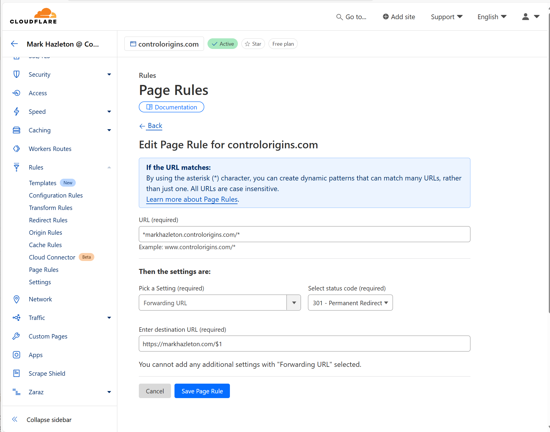 Cloudflare Page Rules