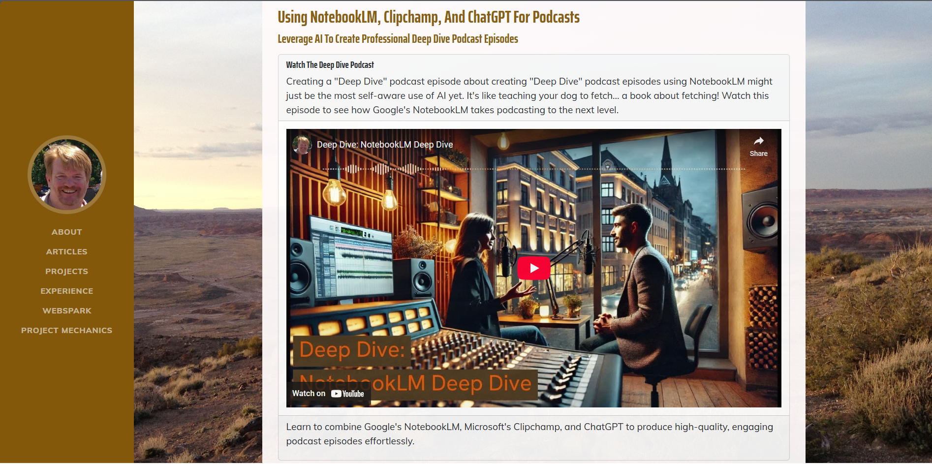 YouTube - Published Article with YouTube Video Screenshot of a published article with embedded YouTube video