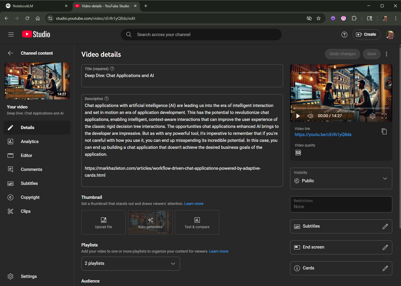 YouTube - Edit Podcast on YouTube Screenshot of Microsoft Clipchamp video editor interface