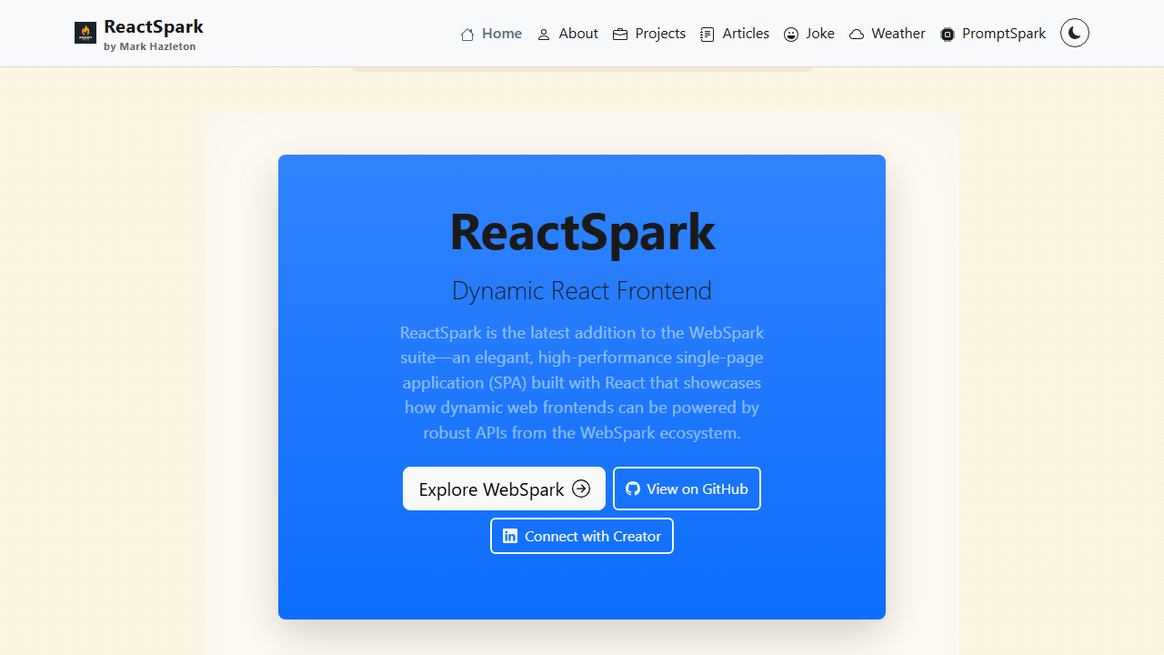 ReactSparkPortfolio screenshot