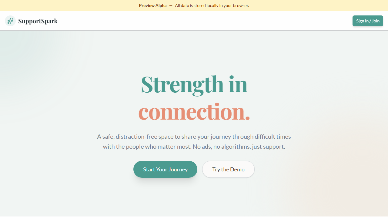 SupportSpark: A Lightweight Support Network Without the Noise